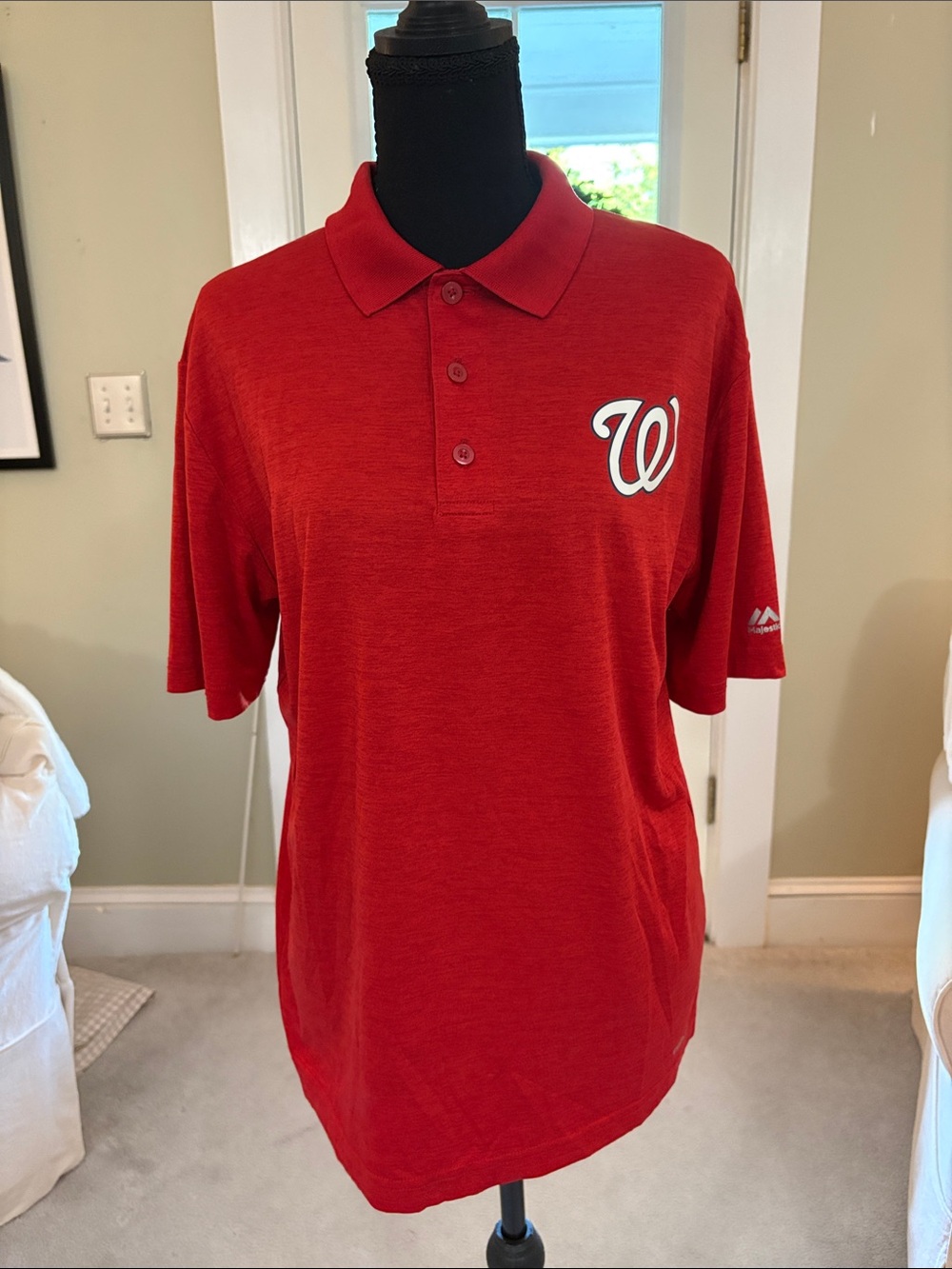 Majestic Red Men's Polo with White 'W' Logo